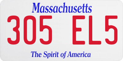 MA license plate 305EL5