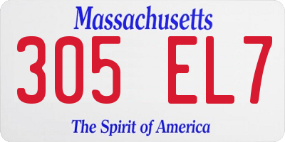 MA license plate 305EL7
