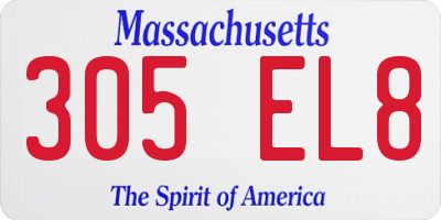 MA license plate 305EL8