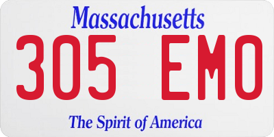 MA license plate 305EM0