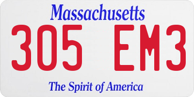 MA license plate 305EM3