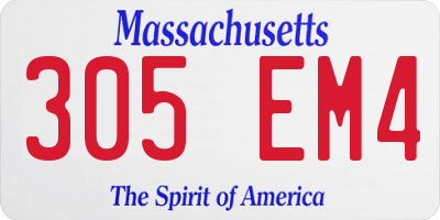 MA license plate 305EM4