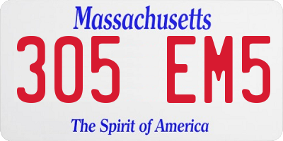 MA license plate 305EM5