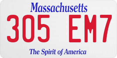 MA license plate 305EM7