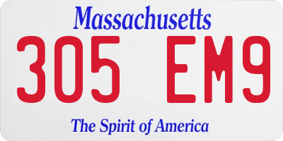 MA license plate 305EM9