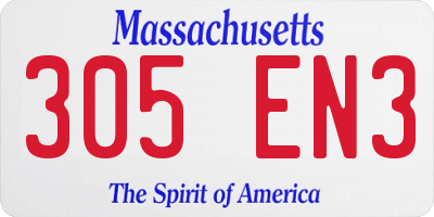 MA license plate 305EN3