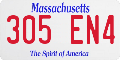 MA license plate 305EN4