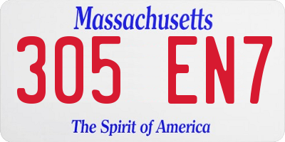 MA license plate 305EN7