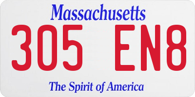 MA license plate 305EN8