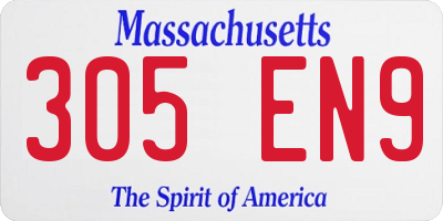 MA license plate 305EN9