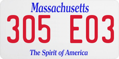 MA license plate 305EO3