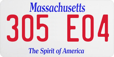 MA license plate 305EO4