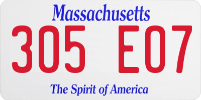 MA license plate 305EO7