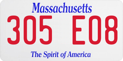 MA license plate 305EO8