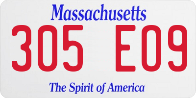 MA license plate 305EO9