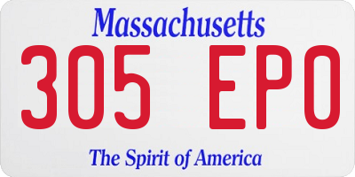 MA license plate 305EP0