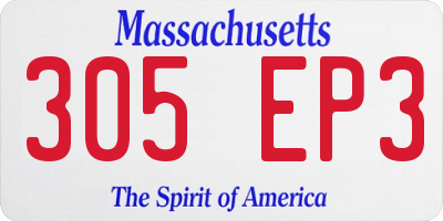 MA license plate 305EP3