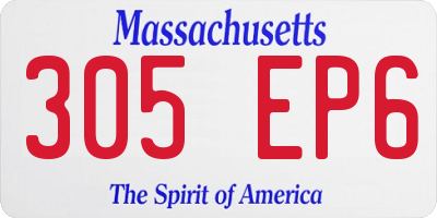 MA license plate 305EP6
