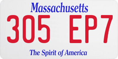 MA license plate 305EP7