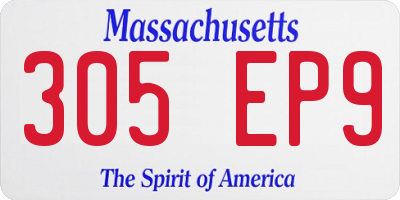 MA license plate 305EP9