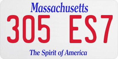 MA license plate 305ES7