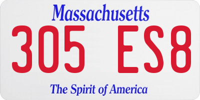 MA license plate 305ES8