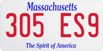 MA license plate 305ES9
