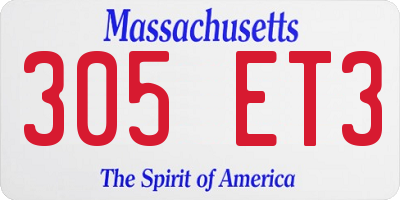 MA license plate 305ET3