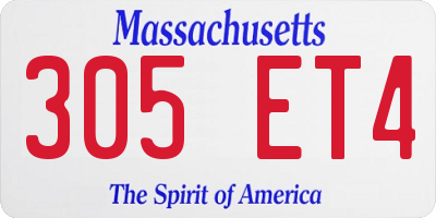 MA license plate 305ET4