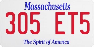 MA license plate 305ET5