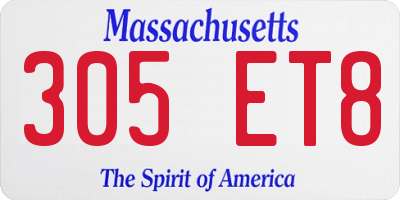 MA license plate 305ET8