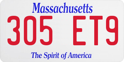 MA license plate 305ET9
