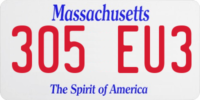 MA license plate 305EU3