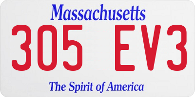 MA license plate 305EV3