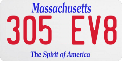 MA license plate 305EV8