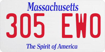 MA license plate 305EW0