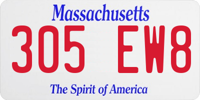 MA license plate 305EW8