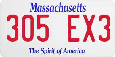 MA license plate 305EX3