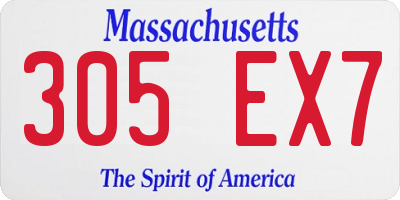 MA license plate 305EX7