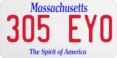 MA license plate 305EY0