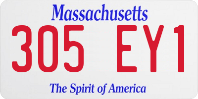 MA license plate 305EY1