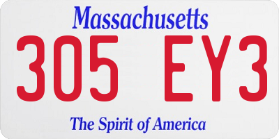MA license plate 305EY3