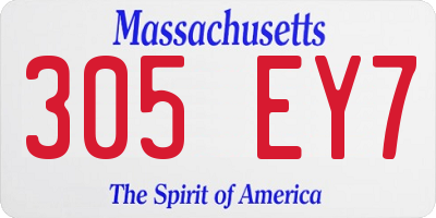 MA license plate 305EY7