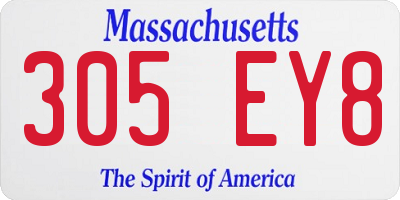 MA license plate 305EY8