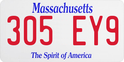 MA license plate 305EY9