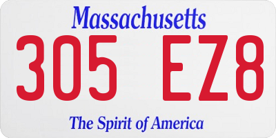 MA license plate 305EZ8