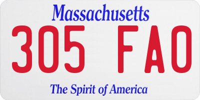 MA license plate 305FA0