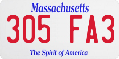 MA license plate 305FA3