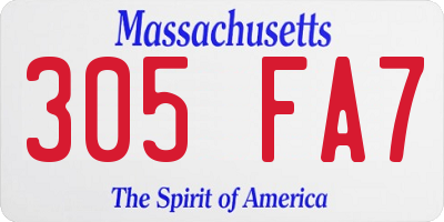 MA license plate 305FA7