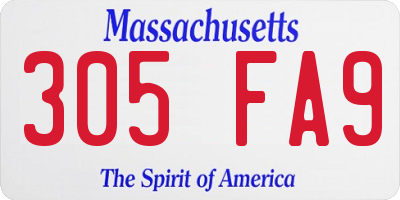 MA license plate 305FA9